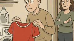 Vic: Mož hoče oprati svojo majico