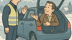 Vic: Policist vpraša voznika o zimski opremi…