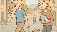 Vic: Blondinka liže sladoled na ulici