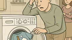 Vic: Mož vstopi v kopalnico s majico