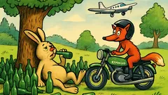 Vic: Zajček sedi pod drevesom in pije